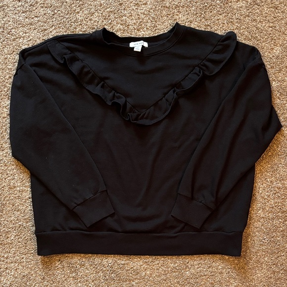 Black Ruffled Sweatshirt - Picture 1 of 4